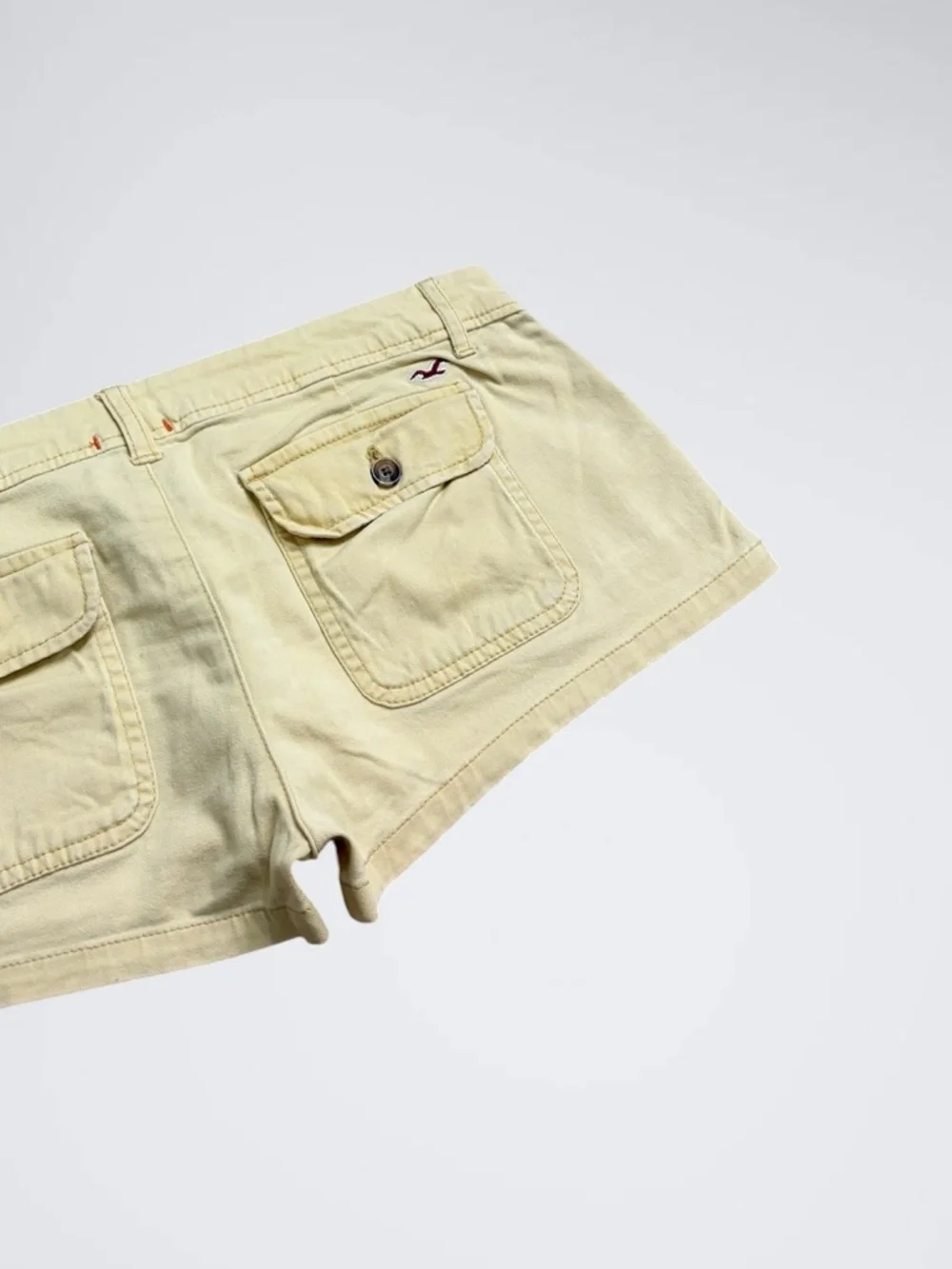 Early 2000s Hollister Pastel Yellow Low Rise Micro Mini Shorts